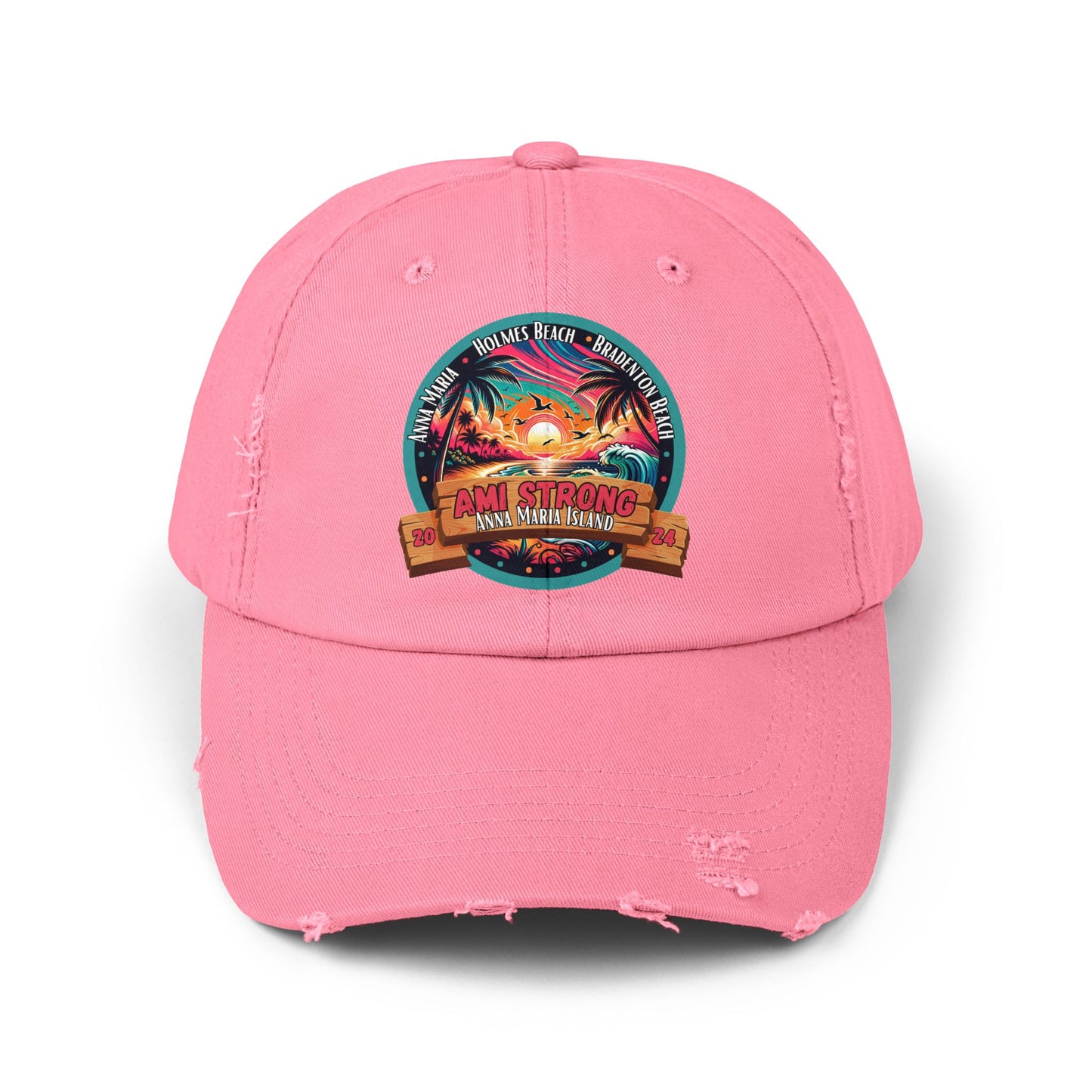 AMI Strong Sunset Distressed Cap