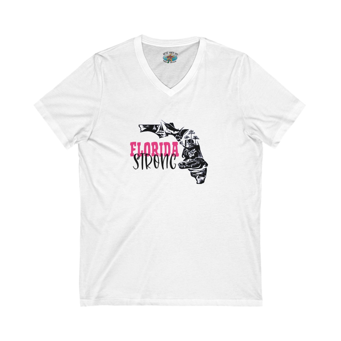 Women's Florida Strong (Pink) V-Neck T-Shirt