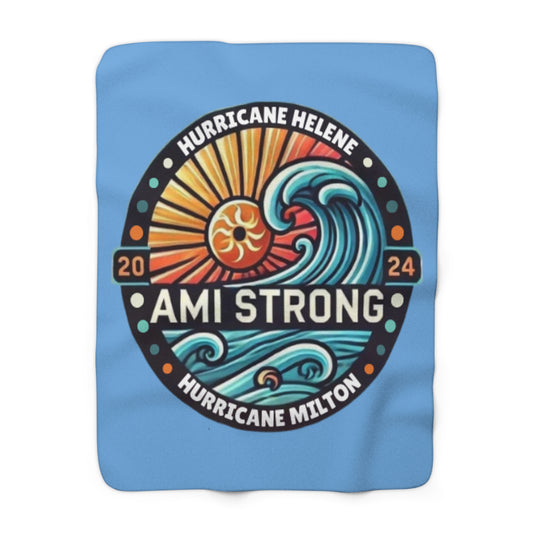 AMI Strong Hurricanes (Blue) Sherpa Fleece Blanket