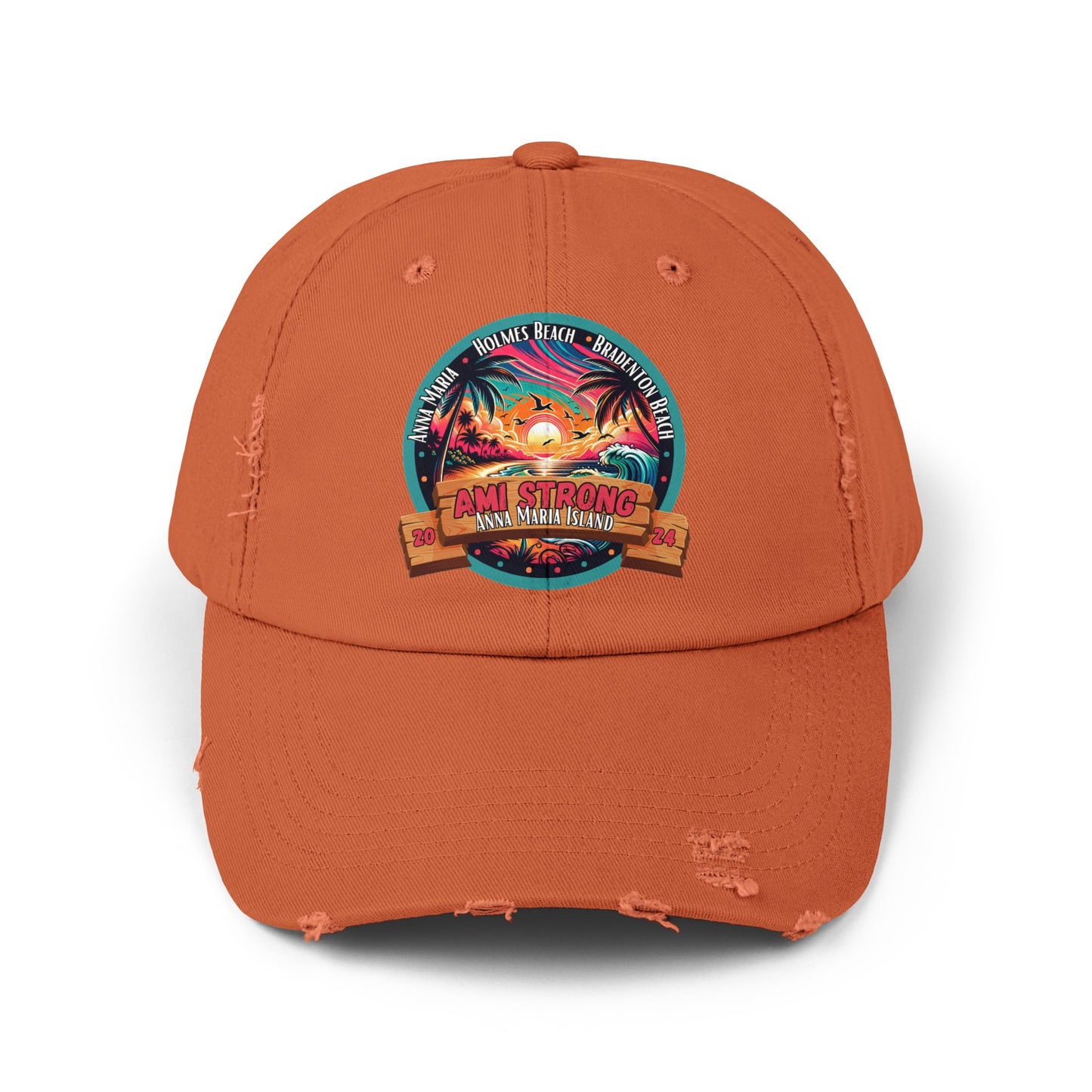 AMI Strong Sunset Distressed Cap