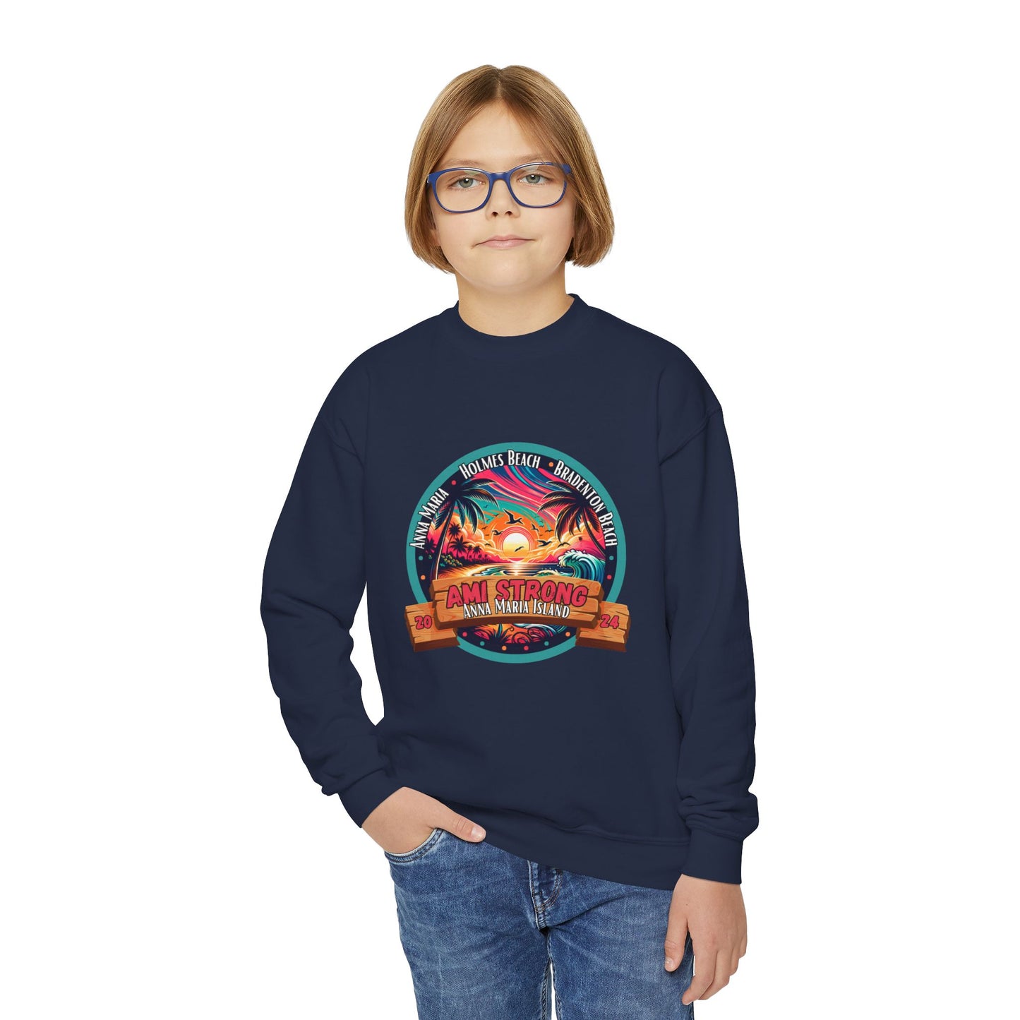 Kids AMI Strong Sunset Crewneck Sweatshirt